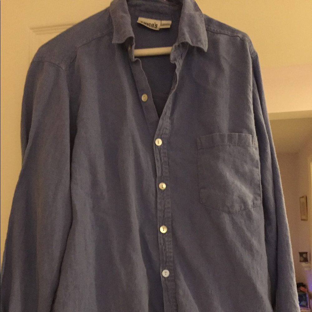 Chico’s Slate Blue Long Button Diwn Shirt